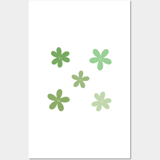 Modern Minimal Abstract Flowers - spring greens Posters and Art